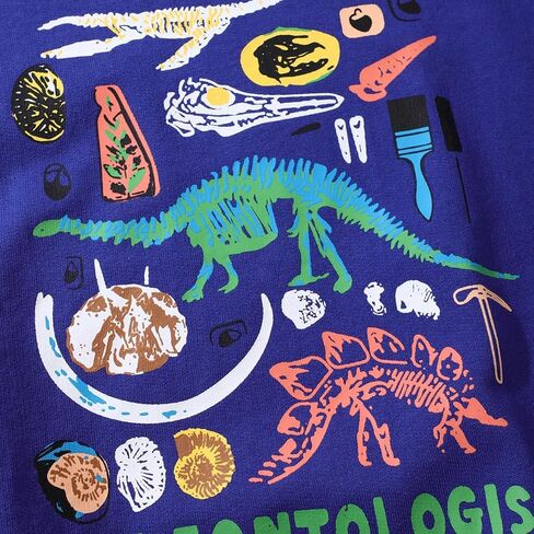 Boys' Paleontologist Dinosaur Graphic Sweatshirt, Long Sleeve Crewneck Pullover with Science Theme Print for 3-8 Years in Saudi Arabia