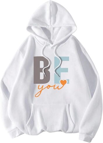 SOLY HUX Women's Plus Size Sweatshirt Letter Graphic Hoodies Drawstring Drop Shoulder Long Sleeve Pullover Tops in Saudi Arabia