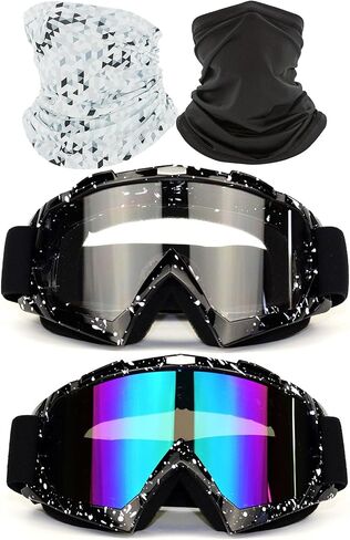 immoono 4Pcs Set, Dirt Bike Goggles with Face Cover Motorcycle Goggles ATV Motocross Riding Offroad Goggles for Adults Youth in Kuwait