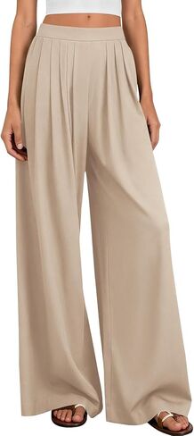 PRETTYGARDEN Loose Fit Wide Leg Pants Woman High Waisted Flowy Comfy Palazzo Pants for Women Work Trousers Spring Fashion in Saudi Arabia