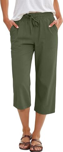 ANRABESS Capris Pants for Women Summer Casual Loose Drawstring Elastic High Waist Straight 2026 Lounge Beach Cropped Trousers in Saudi Arabia