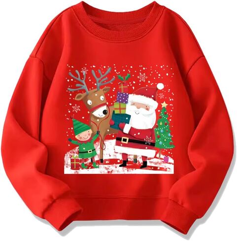 Kids Christmas Sweatshirt Boys Girls Ugly Xmas Santa Claus Graphic Shirt Toddler Pullover Long Sleeve Outfit Tops in Saudi Arabia