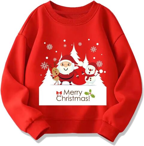 Kids Christmas Sweatshirt Boys Girls Ugly Xmas Santa Claus Graphic Shirt Toddler Pullover Long Sleeve Outfit Tops in Saudi Arabia