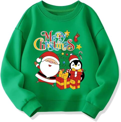 Kids Christmas Sweatshirt Boys Girls Ugly Xmas Santa Claus Graphic Shirt Toddler Pullover Long Sleeve Outfit Tops in Saudi Arabia
