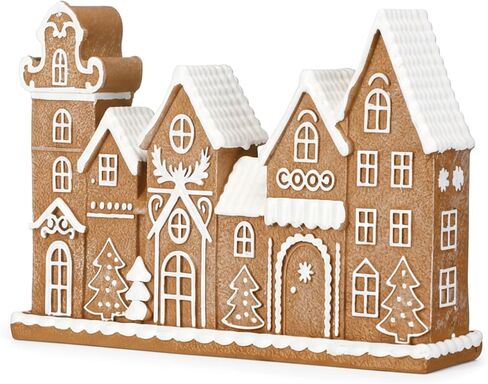Yookeer Gingerbread House Christmas Decorations Resin Gingerbread House Decor Ginger Bread Townhouse Village Collectible Figurines Christmas Centerpiece for Table Shelf Xmas Home Kitchen Indoor in Saudi Arabia