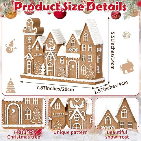 Yookeer Gingerbread House Christmas Decorations Resin Gingerbread House Decor Ginger Bread Townhouse Village Collectible Figurines Christmas Centerpiece for Table Shelf Xmas Home Kitchen Indoor in Saudi Arabia