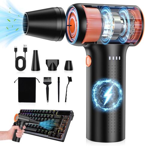 Compressed Air Duster - 130000RPM Electric Air Duster, 3 Gear Adjustable 6000mAh Rechargeable Cordless Air Blower, High Speed Jet Dry Blower Air Can for Computers PC Keyboard Car Home Outdoors in Saudi Arabia