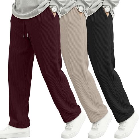 Neer 3 Pack الرجال سروال قصير كاجوال مستقيم الساق Sweatpants فضفاض الرباط مطاطا الخصر فضفاض صالة السراويل جيوب in Saudi Arabia