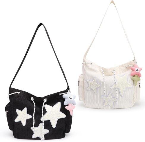 2 حزمة ستار حقيبة كروسبودي المرأة Y2K المتشرد حقيبة سروال قصير حمل حقيبة الجمالية حقيبة ساعي سعة كبيرة حقيبة كتف لطيف in Kuwait