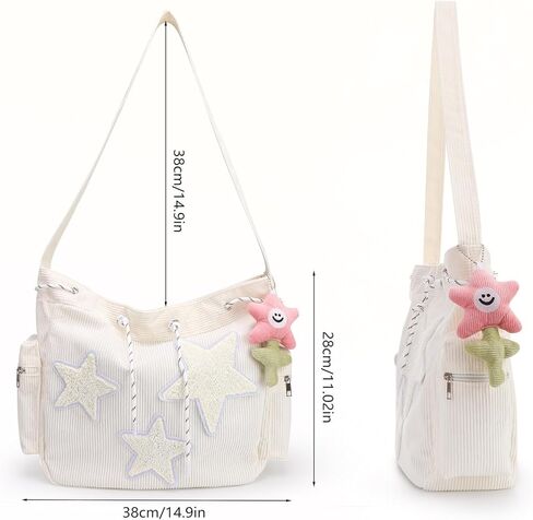 2 حزمة ستار حقيبة كروسبودي المرأة Y2K المتشرد حقيبة سروال قصير حمل حقيبة الجمالية حقيبة ساعي سعة كبيرة حقيبة كتف لطيف in Kuwait