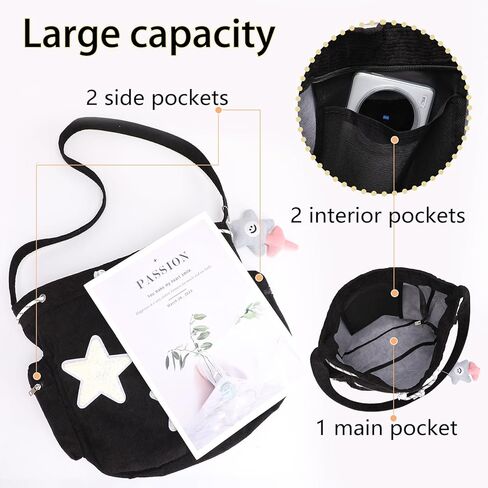 2 حزمة ستار حقيبة كروسبودي المرأة Y2K المتشرد حقيبة سروال قصير حمل حقيبة الجمالية حقيبة ساعي سعة كبيرة حقيبة كتف لطيف in Kuwait