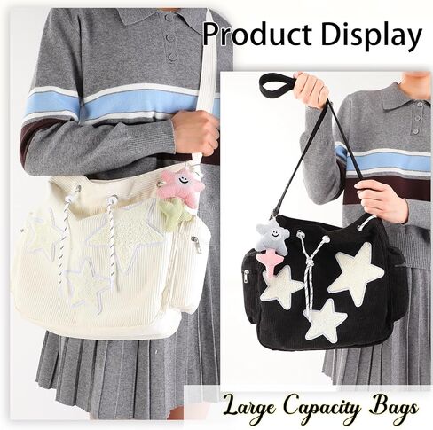 2 حزمة ستار حقيبة كروسبودي المرأة Y2K المتشرد حقيبة سروال قصير حمل حقيبة الجمالية حقيبة ساعي سعة كبيرة حقيبة كتف لطيف in Kuwait