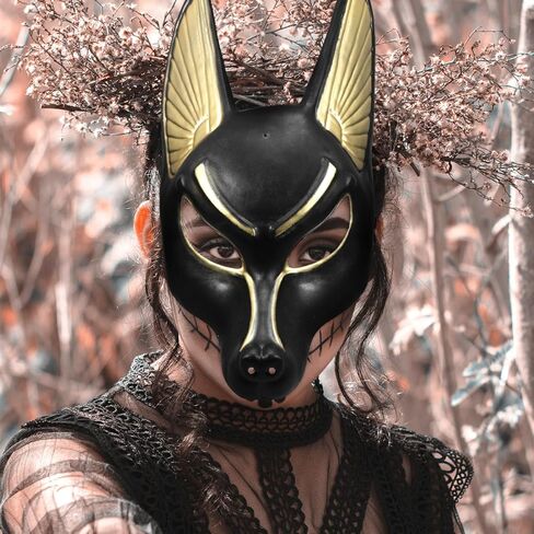 Garneck Anubis Mask Egyptian God of Death Masquerade Mask for Retro Halloween Costume for Men Women Masquerade Cosplay in Saudi Arabia