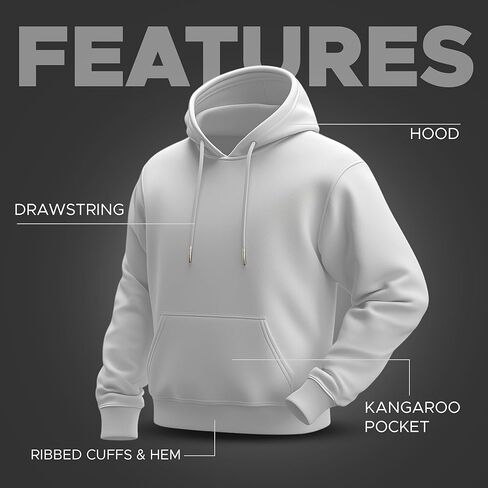 Unisex Pullover Hoodie – Soft Cotton Blend Fleece Sweatshirt for Men & Women, Warm Cozy Hoodie for Everyday Casual Wear in Saudi Arabia
