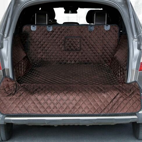 PETICON SUV Cargo Liner for Dogs with Mesh Window, Waterproof Pet Cargo Cover Dog Seat Mat for SUVs Sedans Vans with Bumper Flap Protector, Non-Slip, Large Size Universal Fit in Kuwait