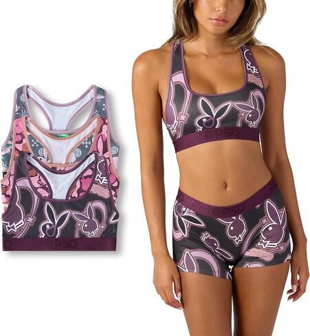 PSD Womens Playboy Tumble Sports Bra 3-Pack Box in Saudi Arabia