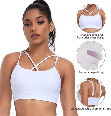 Women's Sports Bra/Workout Top, Front X-Cross, Scoop Neck, Support in Saudi Arabia