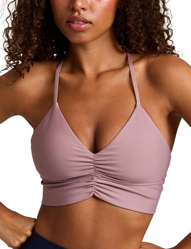 Women's Flow Scrunch Sports Bra V Neck Padded Yoga Tank Adjustable Straps Cross Back Crop Tops in Saudi Arabia