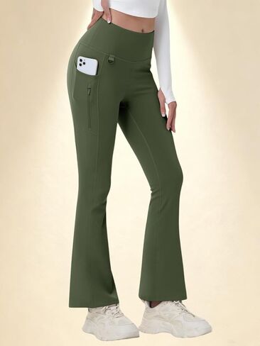 Women's Fleece Lined Snow Pants Waterproof Winter Warm Flare Leggings Insulated Yoga Hiking Pants with 3 Pockets in Saudi Arabia
