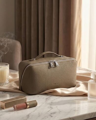 EACHY Makeup Bag,Large Capacity Travel Makeup Bag,Waterproof Portable Open Flat Toiletry Bag Cosmetic Bag with Divider and Handle in Saudi Arabia