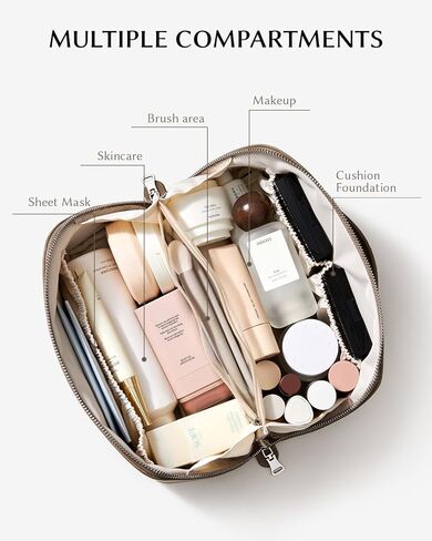 EACHY Makeup Bag,Large Capacity Travel Makeup Bag,Waterproof Portable Open Flat Toiletry Bag Cosmetic Bag with Divider and Handle in Saudi Arabia