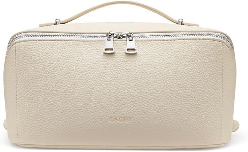 EACHY Makeup Bag,Large Capacity Travel Makeup Bag,Waterproof Portable Open Flat Toiletry Bag Cosmetic Bag with Divider and Handle in Saudi Arabia