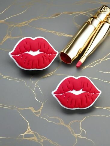 Lips PVC and Metal Shoe Charms for Crocs Love Shoe Decoration Charms Lips Decoration for Crocs in Saudi Arabia