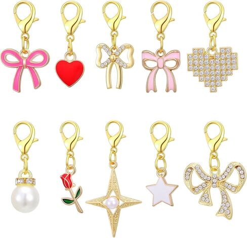 10 Pack Gold Tone Shoe Charms Various Styles Sneaker Charms Bow Shoe Lace Charm Pendant Decoration Kit with Lobster Clasp for Women Shoes Boots Shoelace Accessories Gift Jewelry in Saudi Arabia