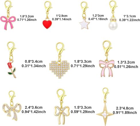 10 Pack Gold Tone Shoe Charms Various Styles Sneaker Charms Bow Shoe Lace Charm Pendant Decoration Kit with Lobster Clasp for Women Shoes Boots Shoelace Accessories Gift Jewelry in Saudi Arabia