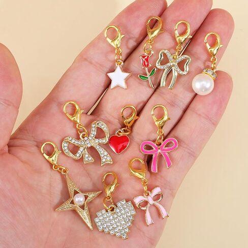 10 Pack Gold Tone Shoe Charms Various Styles Sneaker Charms Bow Shoe Lace Charm Pendant Decoration Kit with Lobster Clasp for Women Shoes Boots Shoelace Accessories Gift Jewelry in Saudi Arabia