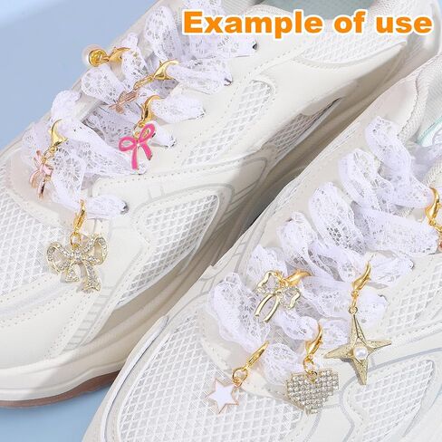 10 Pack Gold Tone Shoe Charms Various Styles Sneaker Charms Bow Shoe Lace Charm Pendant Decoration Kit with Lobster Clasp for Women Shoes Boots Shoelace Accessories Gift Jewelry in Saudi Arabia