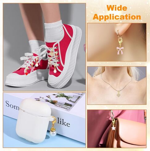 10 Pack Gold Tone Shoe Charms Various Styles Sneaker Charms Bow Shoe Lace Charm Pendant Decoration Kit with Lobster Clasp for Women Shoes Boots Shoelace Accessories Gift Jewelry in Saudi Arabia