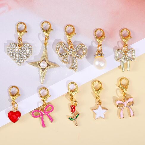 10 Pack Gold Tone Shoe Charms Various Styles Sneaker Charms Bow Shoe Lace Charm Pendant Decoration Kit with Lobster Clasp for Women Shoes Boots Shoelace Accessories Gift Jewelry in Saudi Arabia
