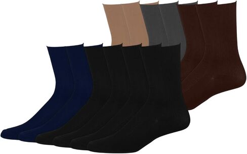 Men's Dress Socks 12 Pairs,Calf Crew Socks for Men Soft Breathable Classic Anti Odor Moisture Wicking 10-13 in Kuwait