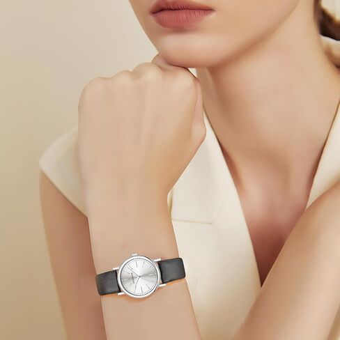 Watches for Women Crystal Accented Fashion Watch with Leather Band Gifts for Women in Saudi Arabia