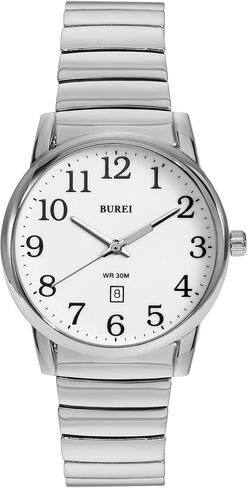 BUREI Women's Black Leather Watches Easy to Read Minimalist Watch for Women and Nurses, Gift for Her(White Face with Luminous) in Saudi Arabia