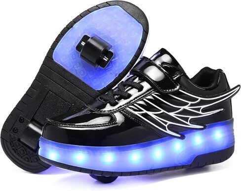 LED Roller Skate Shoes for Kids Boys Girls Light Up Roller Sneakers with Detachable Wheels Rechargeable Flashing Wheeled Shoes in Saudi Arabia