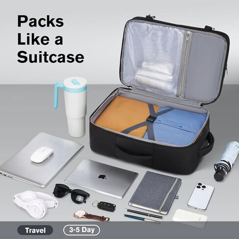 Smart Suitcase-style Laptop Backpack, 25L / 35L Practical Travel Bag for Work, Leisure & Flight, Luggage-Style Commuter Pack (Black, 25L) in Saudi Arabia