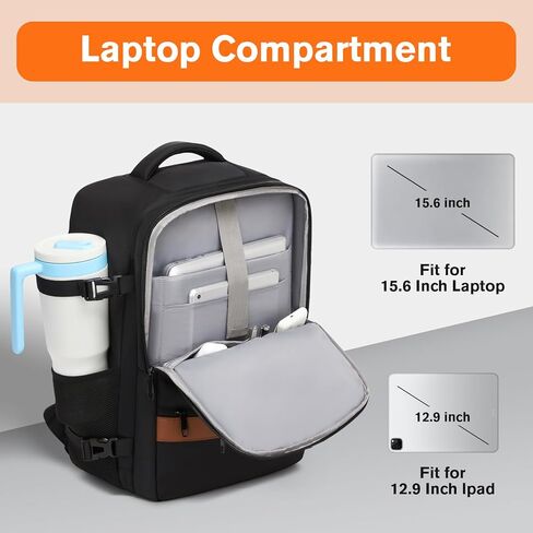 Smart Suitcase-style Laptop Backpack, 25L / 35L Practical Travel Bag for Work, Leisure & Flight, Luggage-Style Commuter Pack (Black, 25L) in Saudi Arabia