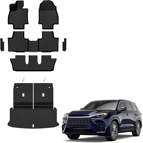 AUXKO All Weather Floor Mats for 2025 Tesla New Model Y Cargo Mat with Backrest Mat & Front Trunk Liner & Rear Cargo Mat Car Full Set TPE Liners Accessories All Season Guard Odorless Anti-Slip Mats in Kuwait