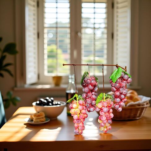UMPE Artificial Grapes, Fake Grape, 4 Bunches Artificial Vine Fruits, Realistic Plastic Grapes Decor for Home, Kitchen, Centerpiece, Party Display in Saudi Arabia