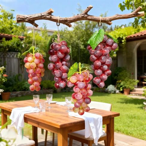 UMPE Artificial Grapes, Fake Grape, 4 Bunches Artificial Vine Fruits, Realistic Plastic Grapes Decor for Home, Kitchen, Centerpiece, Party Display in Saudi Arabia