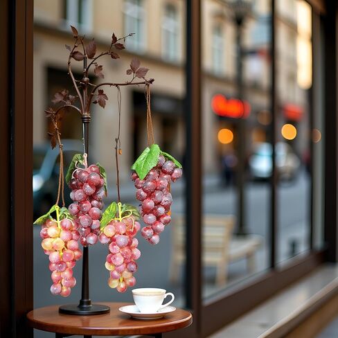 UMPE Artificial Grapes, Fake Grape, 4 Bunches Artificial Vine Fruits, Realistic Plastic Grapes Decor for Home, Kitchen, Centerpiece, Party Display in Saudi Arabia