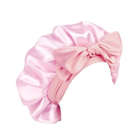 Generic Silk Bonnet for Sleeping Women Satin Hair Bonnet Night Sleep Cap Scarf Wrap for Curly Hair With Tie Band Black in Saudi Arabia