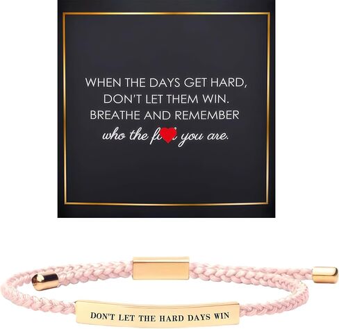 Dont Let The Hard Days Win Bracelet for Women, Motivational Stainless Steel Tube Handmade Adjustable Bradied Bracelets Gift Card Wrap To My Daughter Son Best Friend Man Jewelry in Saudi Arabia