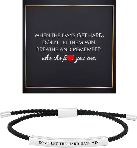 Dont Let The Hard Days Win Bracelet for Women, Motivational Stainless Steel Tube Handmade Adjustable Bradied Bracelets Gift Card Wrap To My Daughter Son Best Friend Man Jewelry in Saudi Arabia