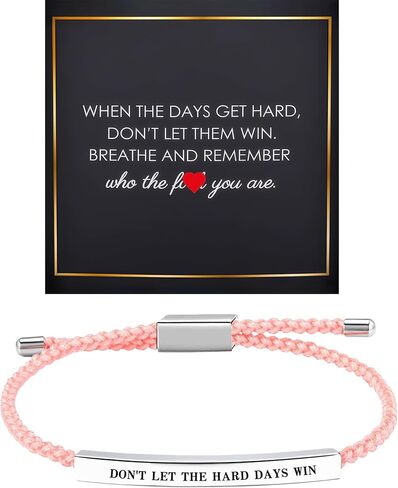 Dont Let The Hard Days Win Bracelet for Women, Motivational Stainless Steel Tube Handmade Adjustable Bradied Bracelets Gift Card Wrap To My Daughter Son Best Friend Man Jewelry in Saudi Arabia