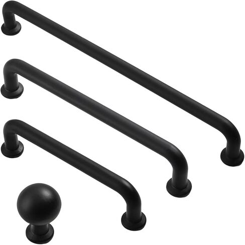 Drawer Pulls, 4PCS Solid Hardware Zinc Alloy Handles Cabinet Pulls Dresser Handle(Black,Single Hole) in Saudi Arabia
