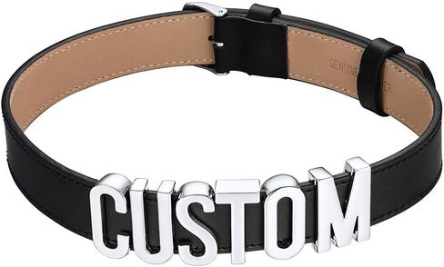 Custom4U شخصية قلادة من الجلد الأسود مع صورة/اسم/الأحرف الأولى/سحر الحروف، حسب الطلب قابل للتعديل طوق قلادة القوطية الشرير القلائد مجوهرات هدايا للنساء in Kuwait