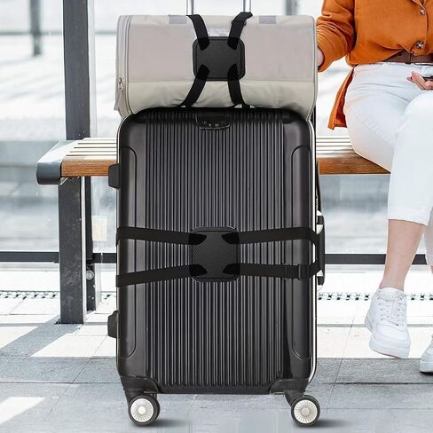 Adjustable Black Elastic Bungee Luggage Straps: Ideal for Adding an Extra Bag to Your Suitcase to Simplify Travel in Saudi Arabia